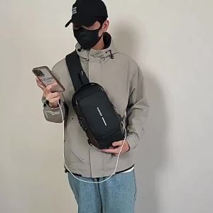 New Brand Designer Men Crossbody Bag PU Leather Classic Anti-Theft Shoulder Bag Chest Bag Multifunctional for Men
