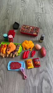 27PCS BBQ toy barbecue set simulation kitchen cooking toy for kids play house toys for birthday gift