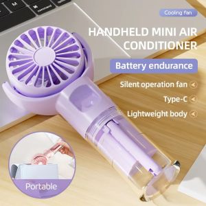 Portable Handheld Fan USB Rechargeable Hanging Neck Misting Fan Adjustable Speed Spray Water Mist Fan Outdoor Camping Travel