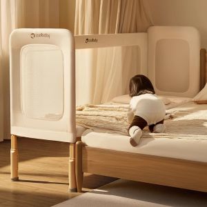 Coolbaby Wide Baby Bed Integrated Adjustable Height Childrens Bed Modern Simple Style Infant Bed Comfortable Durable Furniture