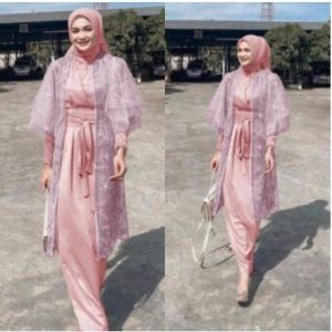MAXY DRESS MUSLIM WANITA KIMONO DRESS BRUKAT MBJ - BAJU GAMIS BROKAT KONDANGAN