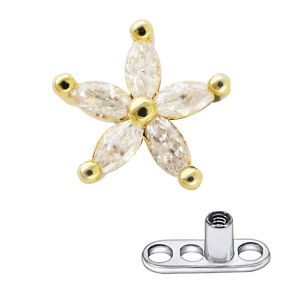 JHJT Star Dermal Anchor Piercing G23 ไทเทเนียม CZ Skin Diver พื้นผิว Implant Piercing Body เครื่องประดับ