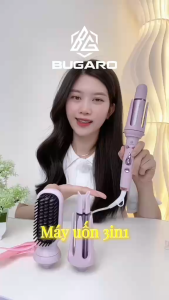 Máy uốn tóc tự động luxury Bugaro có 3 đầu trục thay thế dễ dàng tạo kiểu tóc màn hình LCD hiển thị chế độ hiện đại