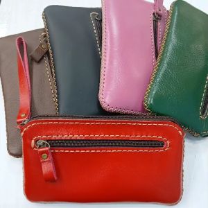 3ซิป Lกระเป๋าใส่เหรียญจากหนังแท้ ขนาด 4 x 7.5 นิ้ว