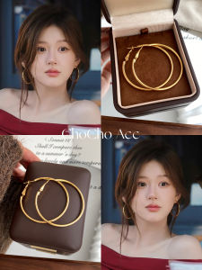 Chocho Golden Circle Earrings Luxury Minimalist Hoop Earrings Fashion Jewelry Ear Cuff Accessory Alloy Plated Silver Gold
