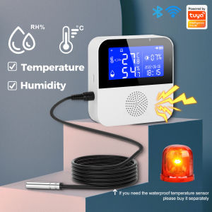 SMATRUL Tuya Wifi Temperature Humidity Sensor Digital Temperature and Humidity Meter Indoor Alarm Hygrometer Detector USB Powered LCD Display Smart Home