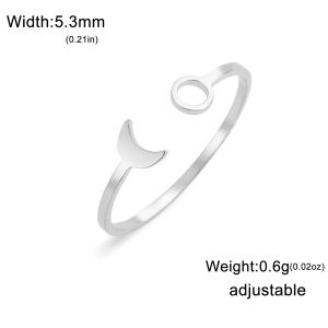 Skyrim Hollow Solid Sun Moon Stainless Steel Open Ring Womens Girls Fashion Minimalist Birthday Gift Jewelry Gift New Wholesale