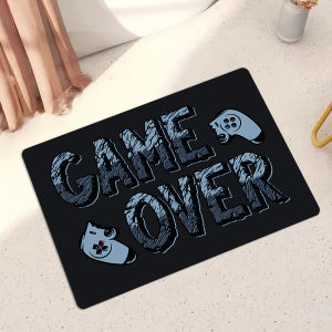 VIKAMA GAME OVER Gaming Controller Rug Non-Slip Water-Absorbent Bathroom Mat Modern Esports Room Entryway Rug Home Decor