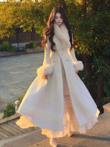CHANGTONG | French Style Fur Collar Tailored Wool Coat Spring
