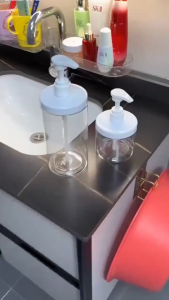 500/1000ml Pump Bottle Dispenser Wide Mouth Clear Shower Soap Dispenser Refillable PET Storage Bottle