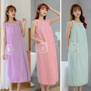 Coral Velvet Bath Skirt Wear Bath Towels for Adults SoftAbsorbentThickened Edging Quick Drying Household Use towels bathroom