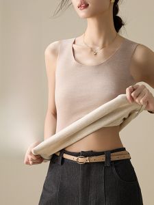 MiiOW | เสื้อกั๊กขนสัตว์หนา คอตั้ง สำหรับผู้หญิง เสื้อชั้นในแบบสวมทับได้ ไร้รอยต่อ ทรงหลวม เสื้อคลุมแบบมีฮู้ดสำหรับฤดูใบไม้ร่วงและฤดูหนาว