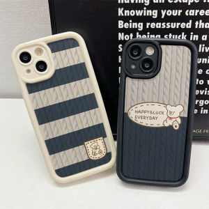 Case for Samsung Galaxy A05 A04 A03 A02 A15 A14 A13 A12 A11 A25 A24 A23 A22 A21S A20 A35 A34 A33 A32 A31 A30 Anti-fall Angel Eye Design Motif Grey Stripe and Bear