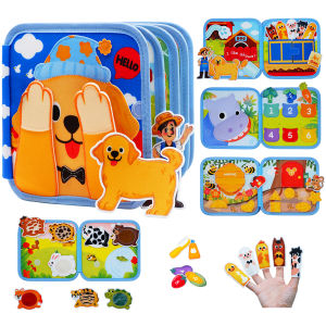 Montessori Busy Board for ToddlersFelt DIY Busy Book Dog Theme Preschool Learning Activity Fine Motor Skills Travel Toys