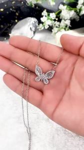 Huitan Lấy Cảm Hứng Từ Bướm Vòng Cổ Dành Cho Nữ Đá CZ Dát Thời Trang Hàng Ngày Trang Sức Móng Vuốt Tôm Hùm Khóa