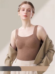 MiiOW | Womens Fleece Lined Wool Blend Tank Top With Chest Pad Integrated Design No Bra Needed Backless Stylish Commute Style Slim Fit