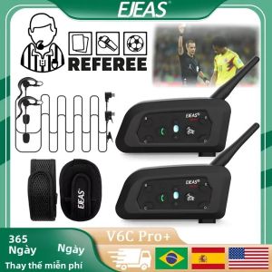 Tai Nghe Trọng Tài Bluetooth EJEAS V6C PRO+ Chuyên Nghiệp Liên Lạc Nội Bộ Bóng Đá Chống Nước IP67 Đàm Thoại Toàn Băng Tần Tai Nghe Mũ Bảo Hiểm