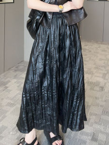 Fashionable High Waist Pleated Mini Skirt Womens Pure Color Design Spring Autumn Season Long Skirt Elegant Ladylike Style