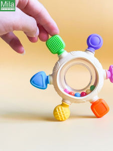 MilaBloom Baby Silicone Teether Toy Handheld Rattles Exercise Babys Visual And Auditory Skills And Finger Gripping Strength