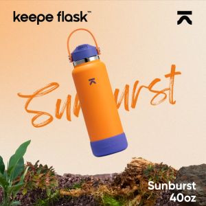 [p49 Name Engraving] Keepe Flask Vacuum Insulated Tumbler with Flex Straw Cap & Silicone Boot Stainless Steel Water Bottle Thermal Flask Hot and Cold