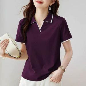 HUAXUNRAN | Áo Polo Cotton Tay Ngắn cho Mẹ