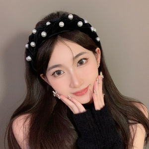 Maidu Jewelry Pearl Velvet Headband For Women Sense Of Luxury Twist Headwear Creative Hair Accessories