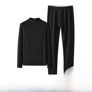 Fluffy Feeling 320G Double-Sided Silk Wool Bamboo Fiber Heating Thermal Underwear Fall Winter Men Velvet Thickening Outfit