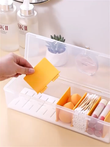 Cosmetic Organizer Storage Box Dustproof Transparent Divider Long