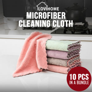 SG 10 PCS KITCHEN MICROFIBER CLEANING CLOTH WATER ABSORBENT DISH TOWEL HOUSEHOLD HOME