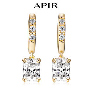 APIR 6*8mm Radiant Cut Moissanite Drop Earrings for Women 925 Sterling Silver VVS1 Diamond Hoops Party Wedding Fine Jewelry Gift