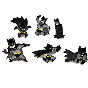 Hot Toys | 6pcs Superhero Bat Enamel Pins Set Simple Cartoon Metal Lapel Pins Classic Comic Characters Anime Brooches Badges Gifts friends