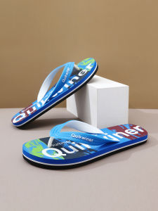 Summer Mens Anti-Slip Bathing Flip Flops Fashionable Beach Shoes Rubber Thong Slippers Trendy Flat Heel Breathable EVA Sole