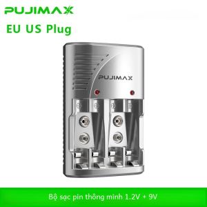 PUJIMAX 4 Khe Cắm Sạc Pin 9V Thông Minh Cho AA AAA NiMH NiCd Pin Sạc 1.2V 2A 3A Bộ Chuyển Đổi Sạc Nhanh
