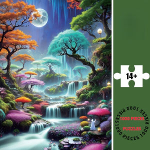 500/1000/1200/2000PCS Jigsaw Puzzle Beautiful Canyon Waterfall Moon Scene For Adults Perfect For Quiet Evening Activity