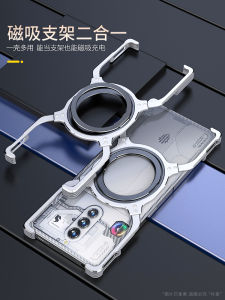 Kehuang Metal Armor Phone Case for Nubia Red Magic 10Spro 9Spro+ 10Air with Stand Magnetic Absorption Naked Phone Feel High End Sensation