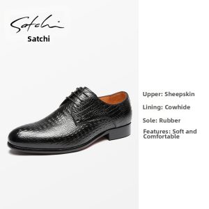 Trendy Crocodile Pattern Mens Shoes Business Formal