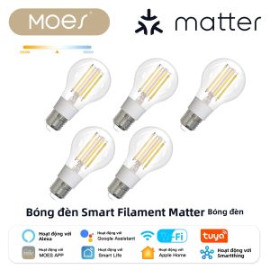 Bóng Đèn LED Thông Minh MOES Matter E27 7W Điều Chỉnh Nhiệt Độ Màu Tiết Kiệm Năng Lượng Điều Khiển Bằng Giọng Nói Ứng Dụng Tuya Dành Cho Phòng Ngủ