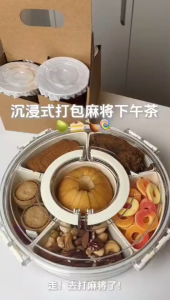 With Handle Six Division Rotating Fruit Tray Sealed Moisture-Proof Dry Fruit Tray Portable Modern Home Round Snack Box With Lid