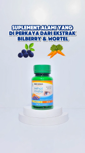 Paket 2 Botol Kapsul Sehat Mata Bio Gold Ekstrak Bilberry & Wortel Membantu Memelihara Kesehatan Mata