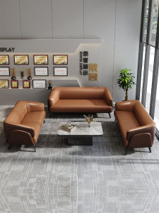 Modern Minimalist Office Sofa Four-Seater Nap Time Meeting Room Couch Leather Fabric Office Reception Furniture Design