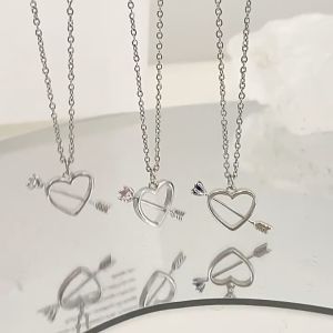 Nicedays🍒Kalung Berlian Merah Muda Hati Kalung Hati Cupid Wanita Kalung Ceruk Modis Hadiah untuk pacar dan istri