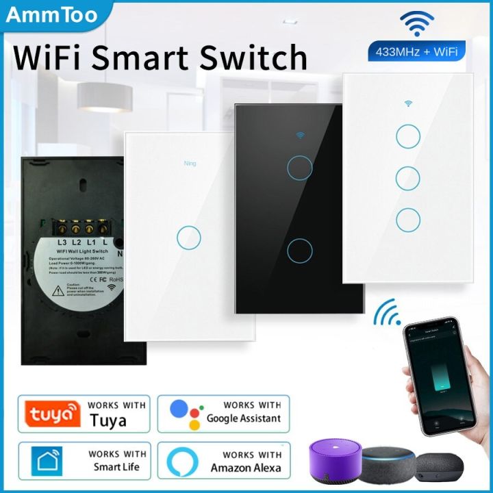 Tuya WiFi Smart Light Switch US 120 Type Wall Touch Panel Without