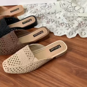 Dép sục nữ bít mũi tròn cao gót 3cm đan lưới cao su êm chống trượt đi mưa đi làm SL027 Giày Mule