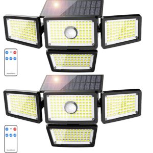 283LED Solar Powered Outdoor Light Motion Sensor with Remote Security Street Lamp Adjustable Waterproof Garage Garden Patio