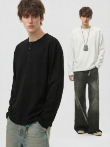 JEENSYIU | Áo Thun Henley Cotton Sạch Phom Thu