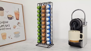 42-48pcs Nespresso Pods Coffee Capsules Holder Rack Storage Organizer Gold B Coffee Co. Coffee Pod Holder Table Top Stand Holder Coffee Maker Machine Accessories