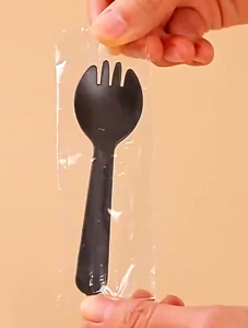 HOL  100Pcs Disposable Fork Spoon / Dessert Spoon Individually Packed Utensils Fruit Fork Cake Spoon
