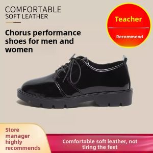 DINGMUYI | Childrens School Performance Black Leather Shoes