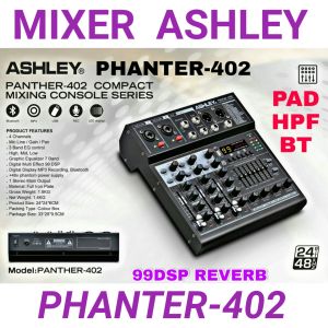 MIXER ASHLEY PANTHER-402 ORIGINAL PHANTER402 4 CHANEL ASHLEY PANTHER 402 MP3 BLUETOOTH PC SOUNDCARD