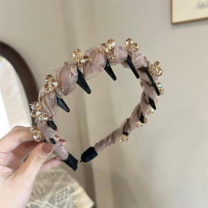 Womens Wavey Tulle Hairband Wrapping Headband Anti-slip Face Wash High Top Sensation Press Hair Clip Hair Accessories